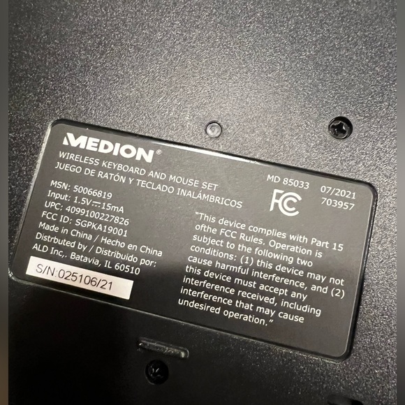 Medion Wireless Keyboard & Mouse Set - Picture 3 of 3